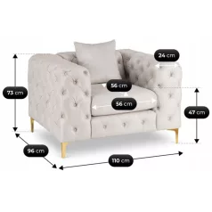 SORRENTO 1S Krémszínű Bársony Fotel