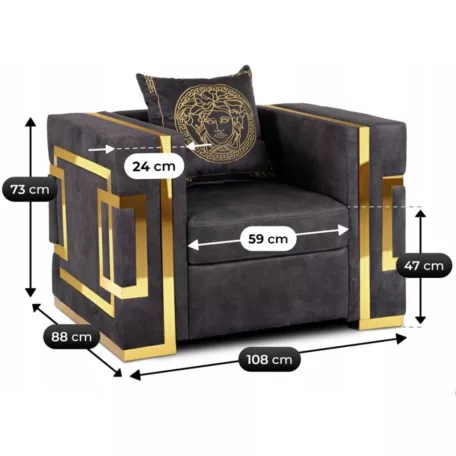 PALLAZO 1S Fotel Fekete/Arany