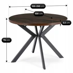 LUKAS Kihúzható asztal 100-250 cm Dió/Fekete