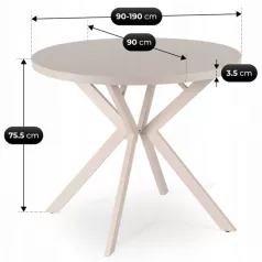 LUGO Kihúzható asztal 90-190 cm Kasmír