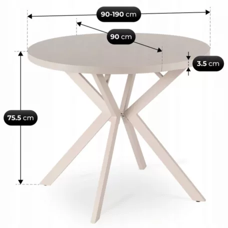 LUGO Kihúzható asztal 90-190 cm Kasmír