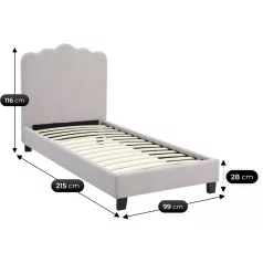 Ágy 90x200 KRÁTER szürke boucle