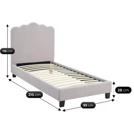 Ágy 90x200 KRÁTER szürke boucle