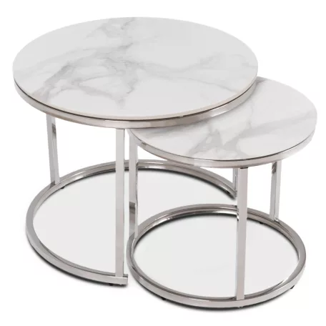 AMARA Fehér Márvány/Ezüst Kerámia Asztalgarnitúra
