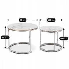 AMARA Fehér Márvány/Ezüst Kerámia Asztalgarnitúra