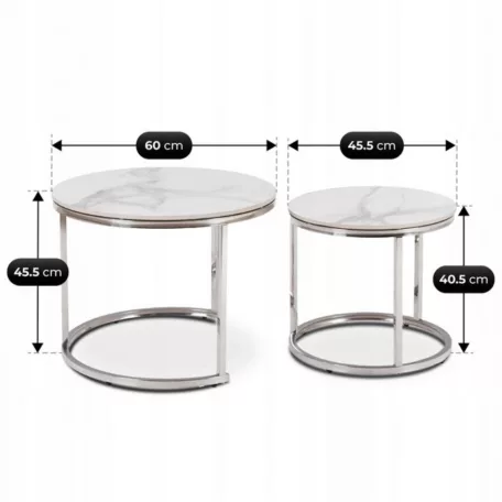 AMARA Fehér Márvány/Ezüst Kerámia Asztalgarnitúra