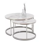 AMARA MAX Fehér Márvány/Ezüst Kerámia Asztal Garnitúra