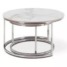 AMARA MAX Fehér Márvány/Ezüst Kerámia Asztal Garnitúra