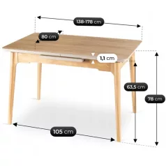 SAMER Kihúzható Kerámia Asztal 138-178 cm Tölgyfa