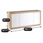 BLAGO Fiókos Komód 180 cm Sonoma Tölgy/Fehér