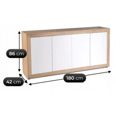 BLAGO Fiókos Komód 180 cm Sonoma Tölgy/Fehér