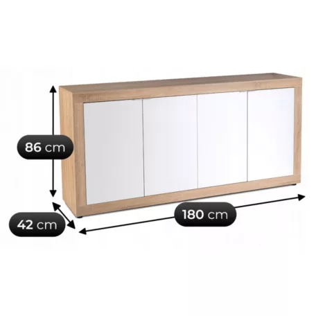 BLAGO Fiókos Komód 180 cm Sonoma Tölgy/Fehér