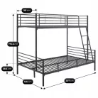 TRES Emeletes ágy 90x200 gyerek fekete 2 az 1-ben