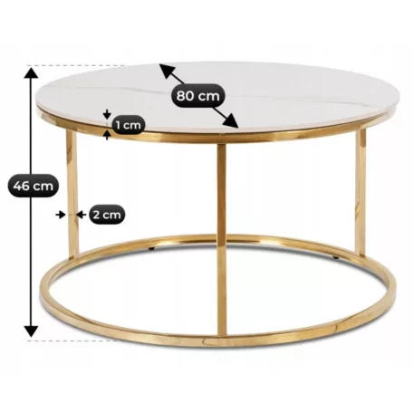 Venice, kerek kisasztal, arany, fém
