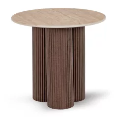 Almeria, kerek kisasztal, dió, műanyag