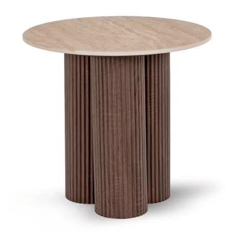 Almeria, kerek kisasztal, dió, műanyag