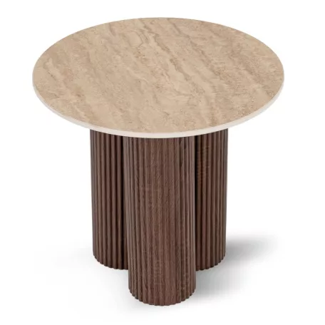 Almeria, kerek kisasztal, dió, műanyag