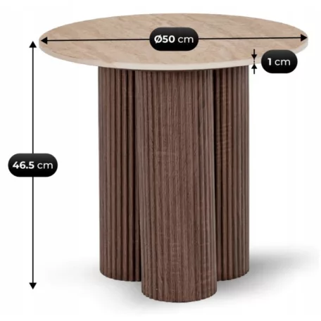 Almeria, kerek kisasztal, dió, műanyag