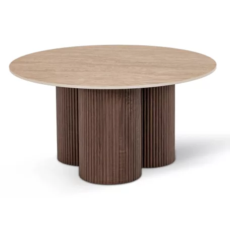 Cartagena, kerek kisasztal, dió, műanyag