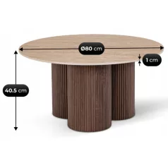 Cartagena, kerek kisasztal, dió, műanyag