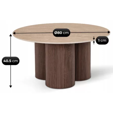 Cartagena, kerek kisasztal, dió, műanyag