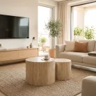 Leila, dohányzóasztal készlet, travertino, MDF