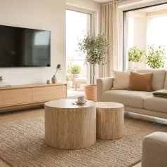 Leila, dohányzóasztal készlet, travertino, MDF