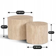 Leila, dohányzóasztal készlet, travertino, MDF