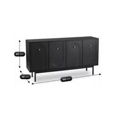 MARLEN Fiókos Komód 155 cm Fekete