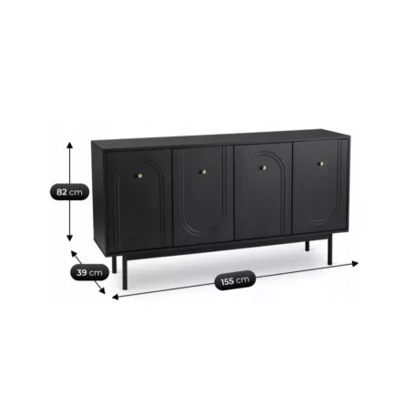 MARLEN Fiókos Komód 155 cm Fekete