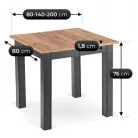 BEN Kihúzható asztal 80-200 cm kézműves tölgyfa/fekete