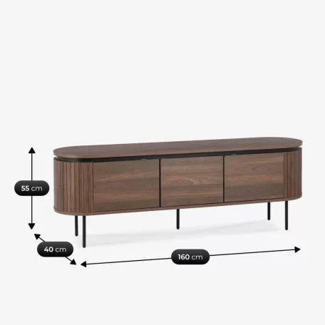 BECK TV-szekrény 160 cm, háromajtós, diófa