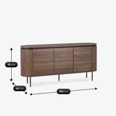 BECK Fiókos Komód 160 cm Háromajtós Diófa