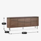 BECK Fiókos Komód 200 cm Négyajtós Diófa