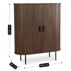 TRISH Fiókos Komód 100 cm Kétajtós Tolóajtó Diófa