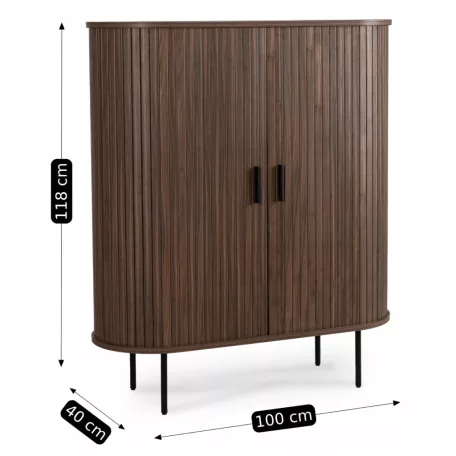 TRISH Fiókos Komód 100 cm Kétajtós Tolóajtó Diófa