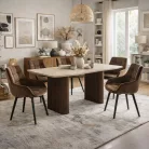 ARAMIS Téglalap alakú asztal 180 cm Travertin/Diófa