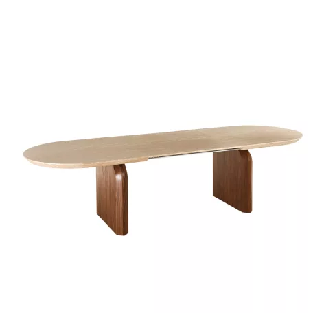 DANTE Kihúzható Asztal 100-300 cm Travertin/Diófa