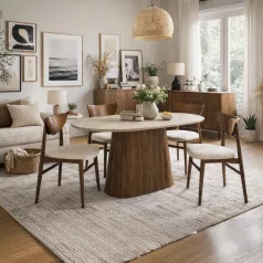 GIANNI Ovális asztal 180 cm Travertin/Diófa