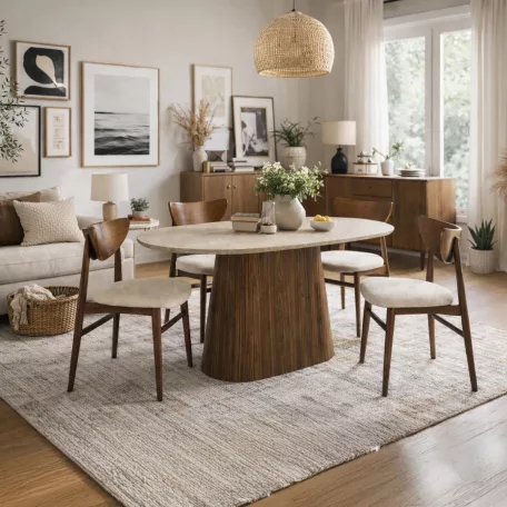 GIANNI Ovális asztal 180 cm Travertin/Diófa