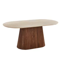 GIANNI Ovális asztal 180 cm Travertin/Diófa