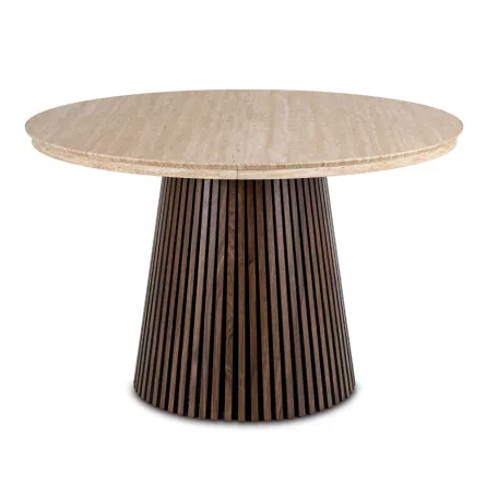 ADRIEN Kihúzható asztal 120-200 cm Travertin/Diófa