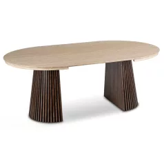 ADRIEN Kihúzható asztal 120-200 cm Travertin/Diófa