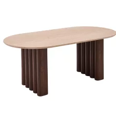 DARIO Ovális asztal 200 cm Travertin/Diófa