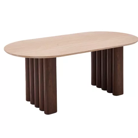 DARIO Ovális asztal 200 cm Travertin/Diófa