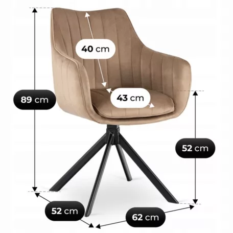 MUMBAI 2 bézs bársony forgószék