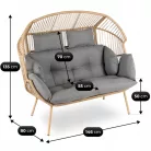 KORYNT Szürke Kétszemélyes Kerti Kanapé