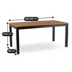 ARGOS Kerti asztal 160-210 cm Tölgyfa/Fekete