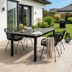 Kerti asztal ARGOS 160-210 cm Sötétszürke tölgy/Fekete