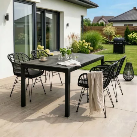 Kerti asztal ARGOS 160-210 cm Sötétszürke tölgy/Fekete